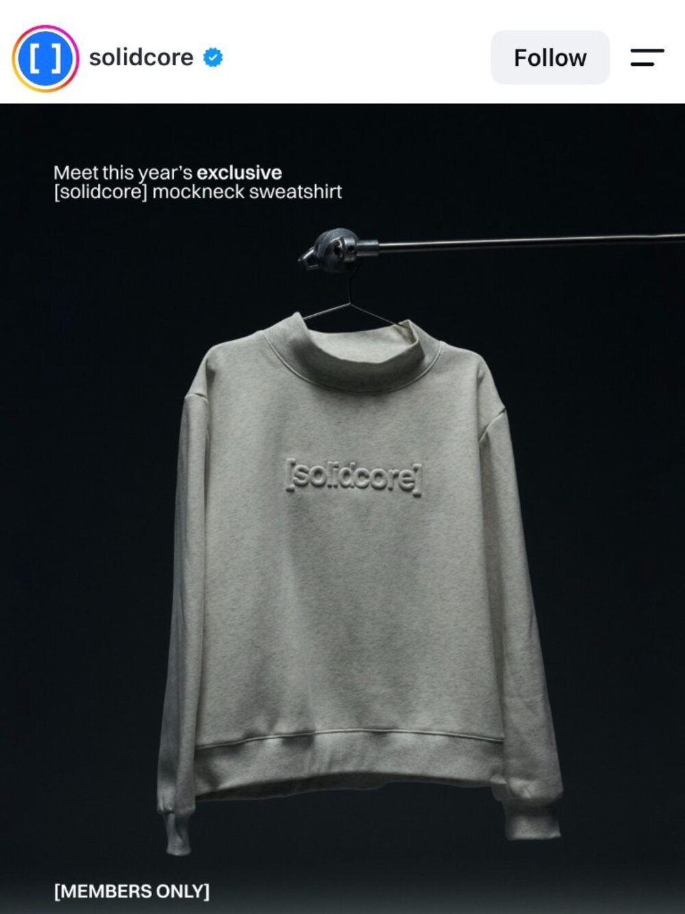 NWOT Solidcore Exclusive Mockneck Sweatshirt - Light Grey - Medium